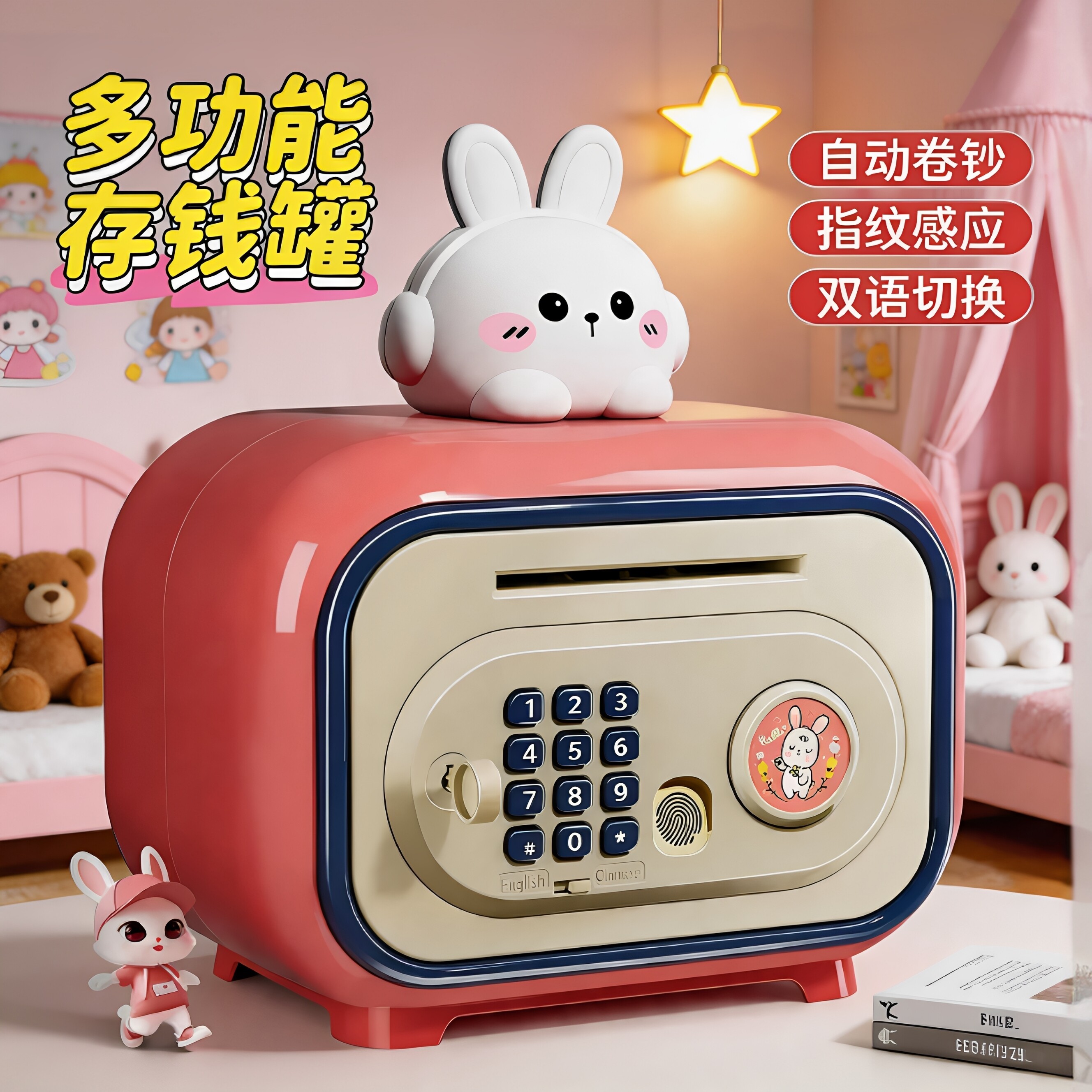 儿童指纹密码自动存钱罐礼物