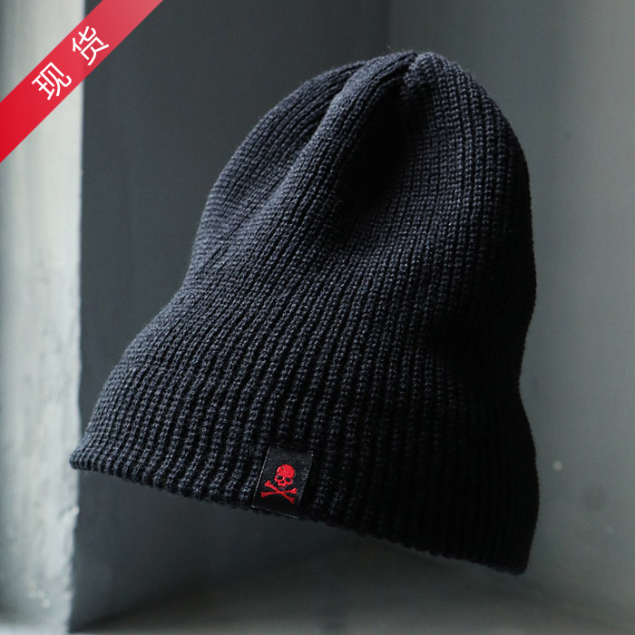 韩国潮牌青年韩版骷髅百搭秋冬套头包头护耳休闲纯色毛线针织帽子