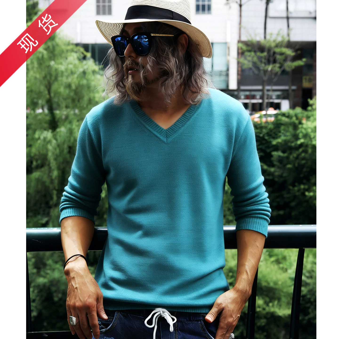 韩国潮牌薄款打底毛衣 韩版男士春季基础款V领时尚休闲套头针织衫