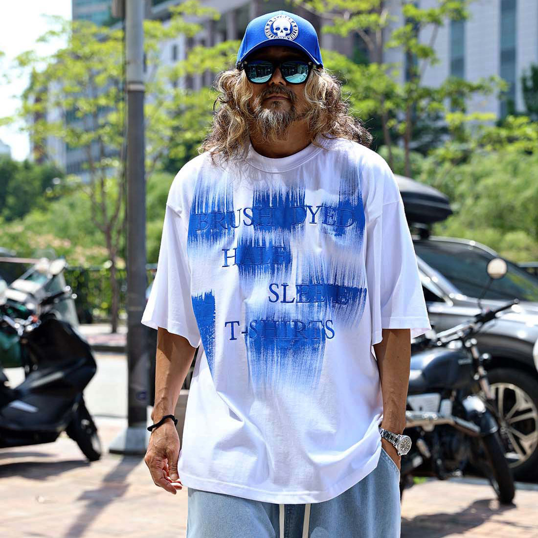韩国潮牌半袖体恤 夏季嘻哈字母刺绣运动休闲宽松圆领五分袖T恤男