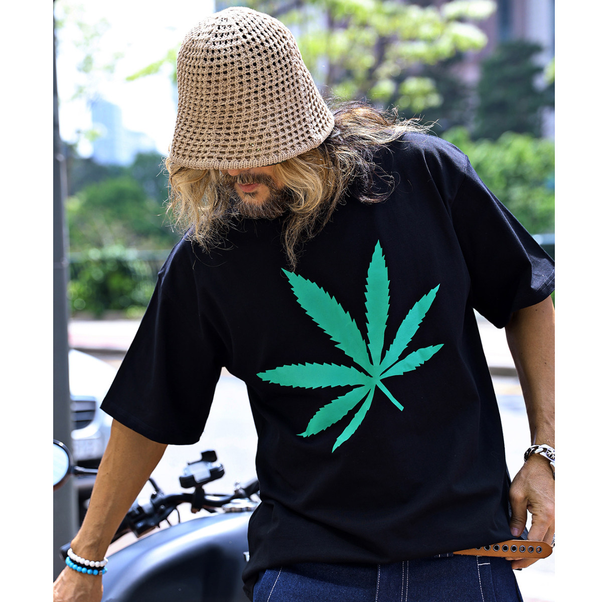 韩国潮牌短袖圆领T恤 韩版男士枫叶印花夏季嘻哈运动休闲宽松上衣