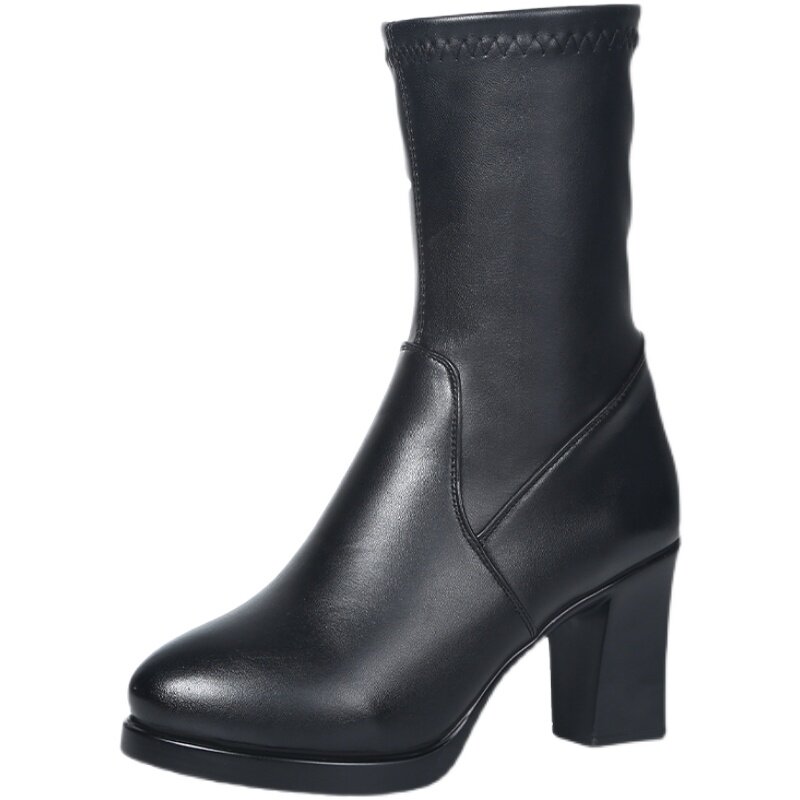 MEDIUM BOOTS WOMENS HIGH HEELS WINTER FLEECE FASHION BOOTS CHUNKY HEEL BOOTS LEATHER MARTIN BOOTS SUEDE SKINNY BOOTS SOCK BOOTS
