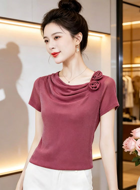 亮丝网纱短袖T恤女2026年夏季薄款优雅气质显瘦百搭上衣女装