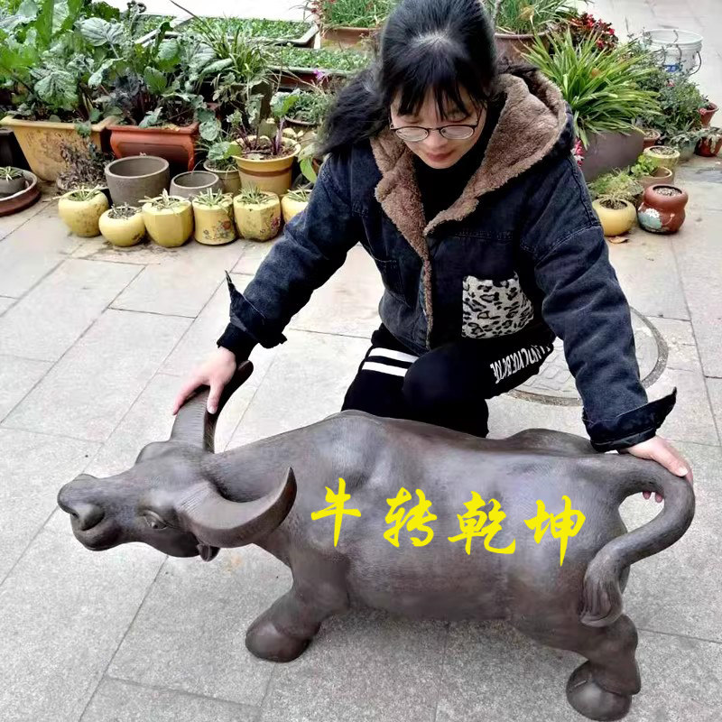 宜兴紫砂雕塑 名家正品手工 古铜紫砂生肖 工艺品水牛大号长一米