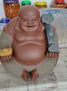 宜兴紫砂摆件佛祖观音弥勒佛如意