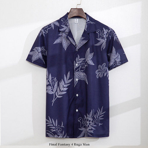 古巴领夏威夷南洋海滨休闲衬衫短袖ff14周边富婆海岛衣服t恤外套