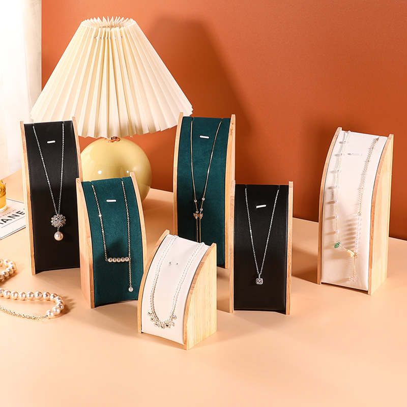 高档首饰项链展示架珠宝柜台摆件吊坠收纳架弧形三件套锁骨链挂架