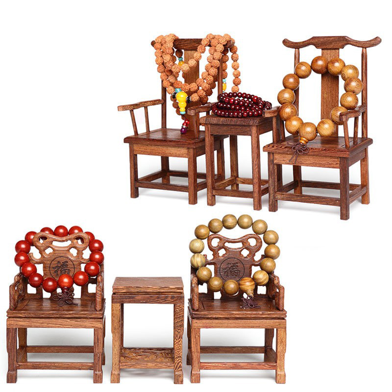 古朴风实木雕佛念珠宝玉首饰架