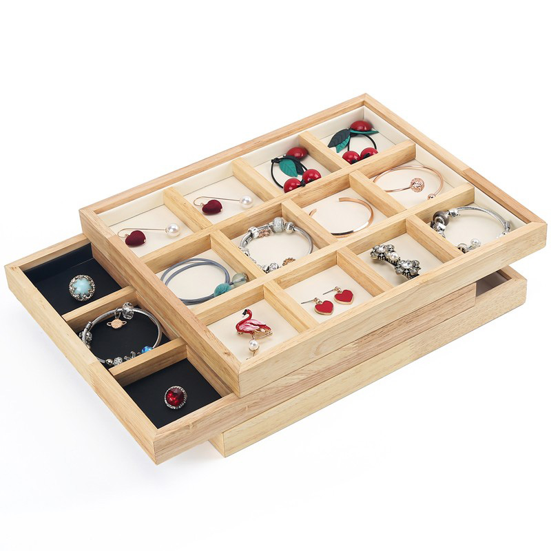 新款实木首饰托盘饰品12格珠宝