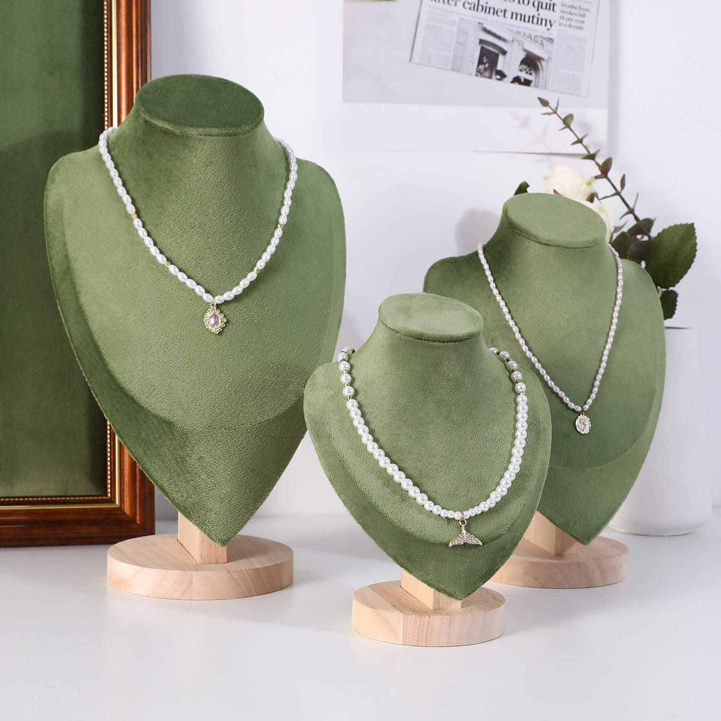 实木人像脖子模特项链展示架