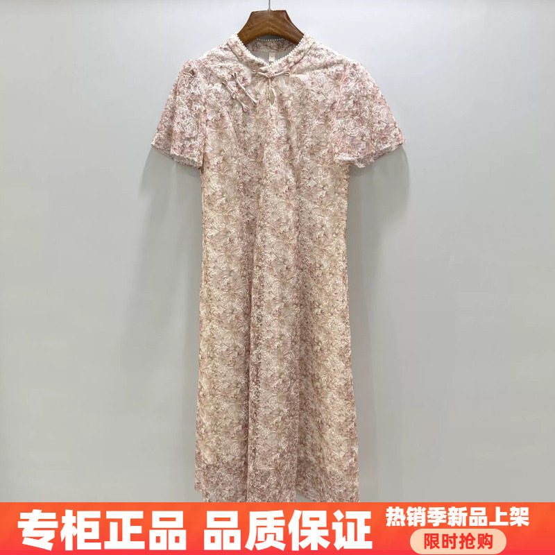 紫萱雅MBY26B088芳兰蕊2026夏季时尚国风显瘦气质蕾丝旗袍连衣裙