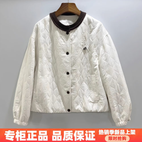紫萱雅MBY26A050芳兰蕊2026春季时尚减龄显瘦百搭圆领菱形格外套