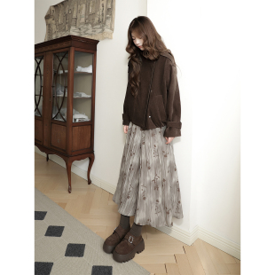 精分 高品质雪尼尔立领下摆收口外套夹棉大衣 硬核复古