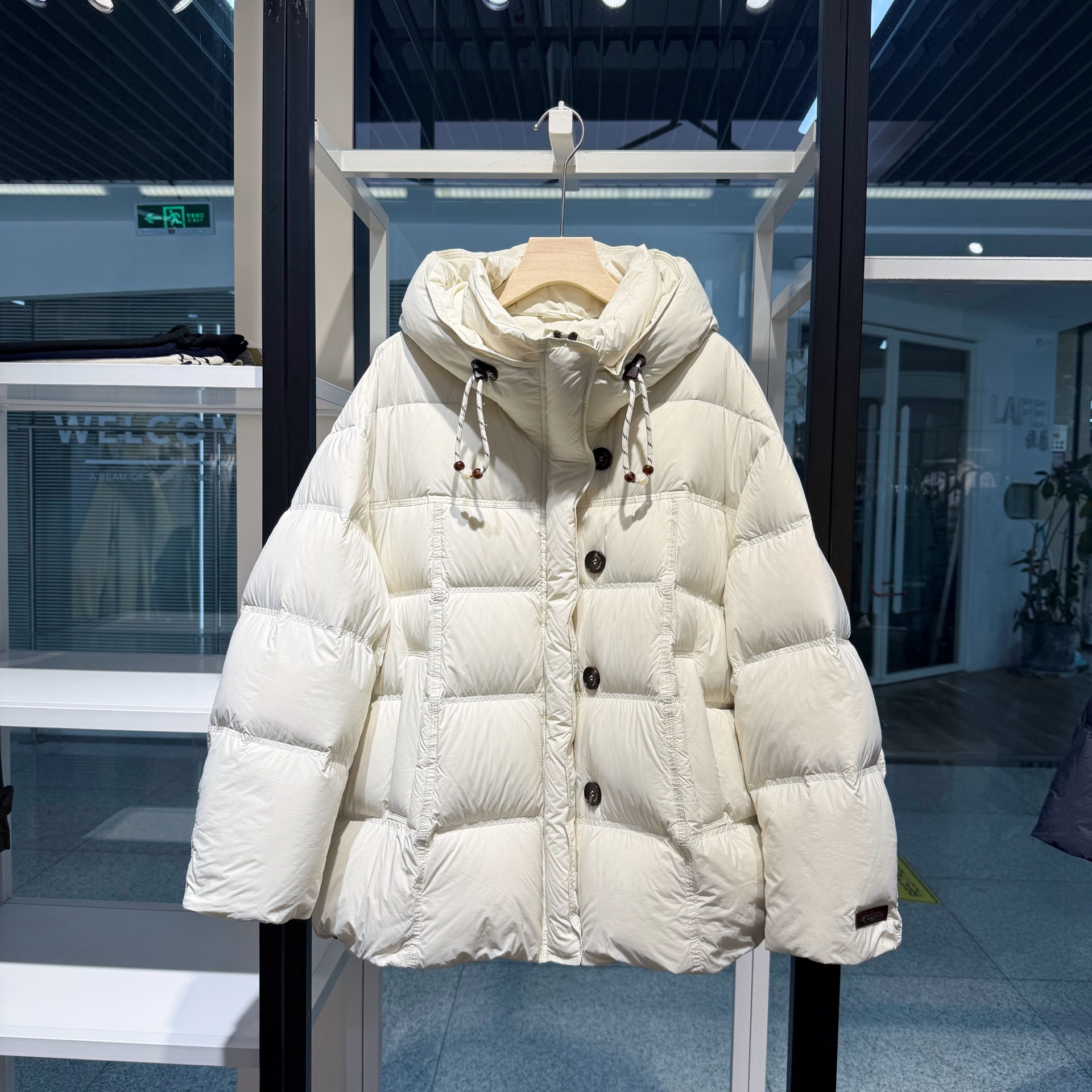 韩版羽绒服90白鸭绒女中长款连帽宽松撞色保暖外套2025冬季