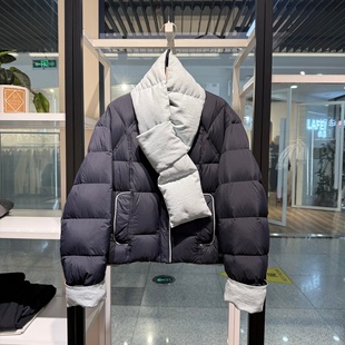 两面穿围脖短款羽绒服90白鸭绒2025冬季韩系小个子外套面包服