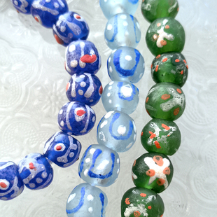 小众非洲民族风手工彩绘琉璃圆珠DIY编绳手链配珠散珠