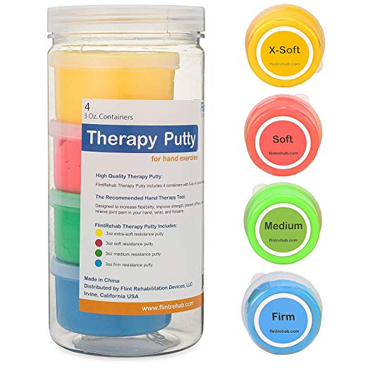 Premium Quality Therapy Putty (4 Pack, 3-oz Each) for Hand E