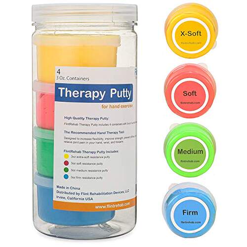 Premium Quality Therapy Putty (4 Pack, 3-oz Each) for Hand E