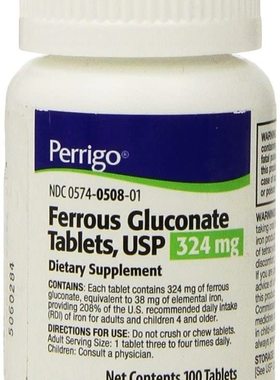 美国代购PADDOCK LABORATORIES Ferrous Gluconate Tablets