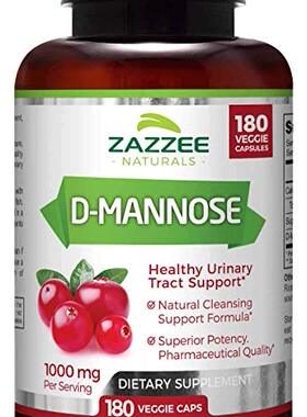 Zazzee D-Mannose 180 Veggie Capsules, 1000 mg per Serving, P