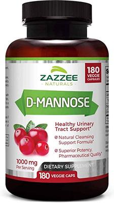 Zazzee D-Mannose 180 Veggie Capsules, 1000 mg per Serving, P