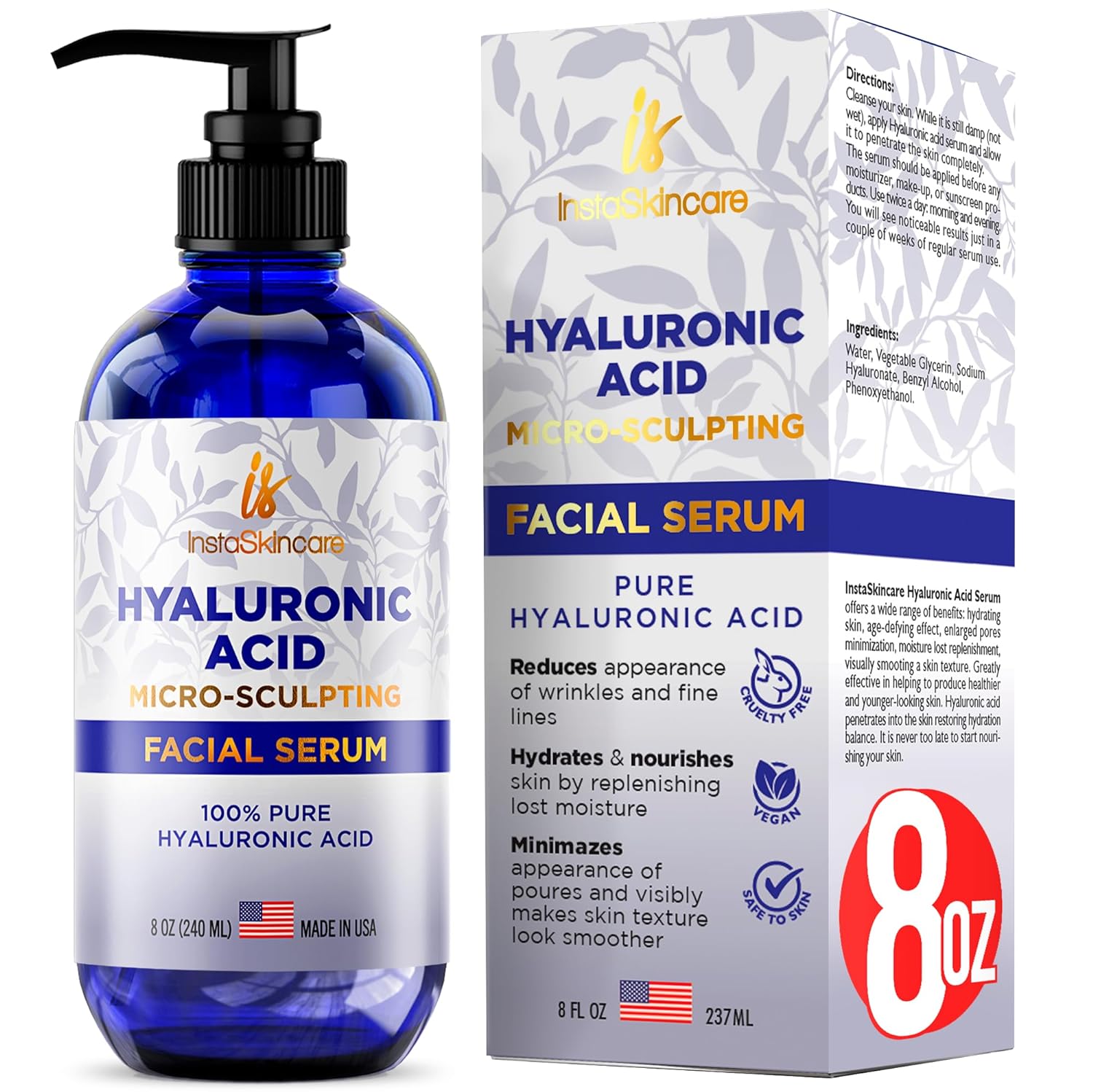 美国代购Big Bottle Pure Hyaluronic Acid Serum for Face (8 Oz