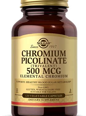 代购Solgar Chromium Picolinate 500 mcg, 120 Vegetable Ca