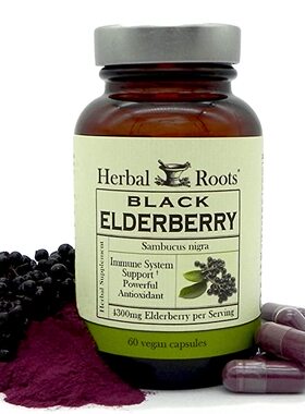 美国代购Herbal Roots Black Elderberry Capsules - Max Strengt