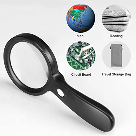 Magnifying Glass with Light, 10X Handheld Large Magnifying G