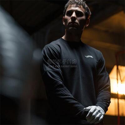 代购sundayred 男子高尔夫球运动服 长袖T恤 室内健身训练服吸湿