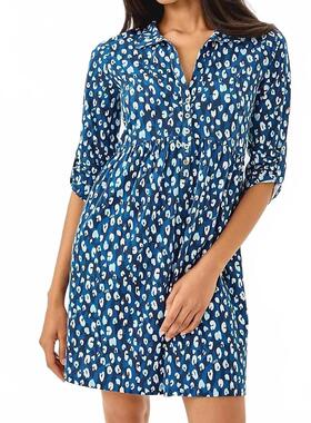 代购Lilly Pulitzer女士连衣裙显瘦修身雪纺印花夏季度假短裙