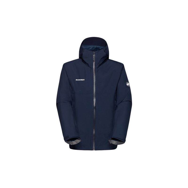 代购Mammut男士运动夹克防风保暖耐磨防水深蓝色带帽拉链开合
