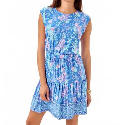 代购Lilly Pulitzer女士连衣裙显瘦修身雪纺印花夏季度假短裙