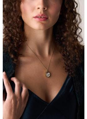 代购Fossil化石女士项链优雅简约精致时尚金色不锈钢立方氧化锆