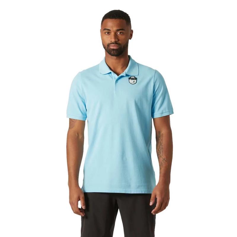 Helly Hansen/海丽汉森男士速干短袖Polo蓝有机棉弹性透气T恤