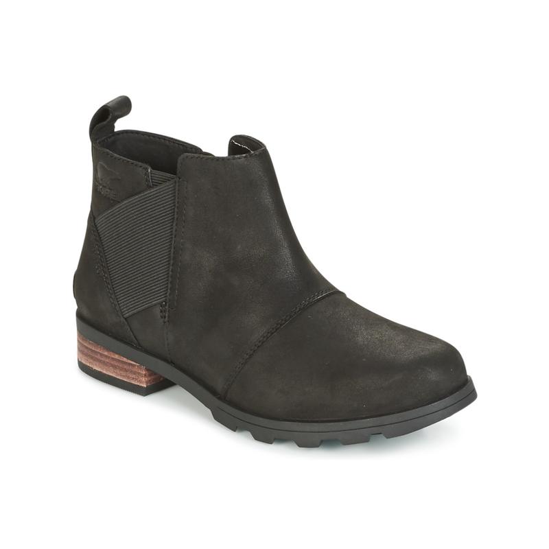 代购SOREL女士切尔西靴保暖防滑耐磨轻便黑色弹力侧边低跟圆头