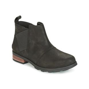 代购SOREL女士切尔西靴保暖防滑耐磨轻便黑色弹力侧边低跟圆头