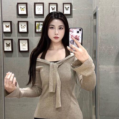店主私服复刻两件套一字肩