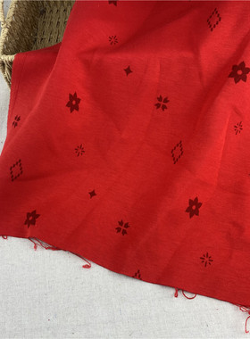 39包邮棉质空气层ln红色小花空气层布料卫衣裤面料料 宽幅180cm
