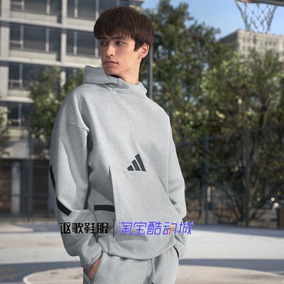 阿迪达斯男子针织连帽套头卫衣