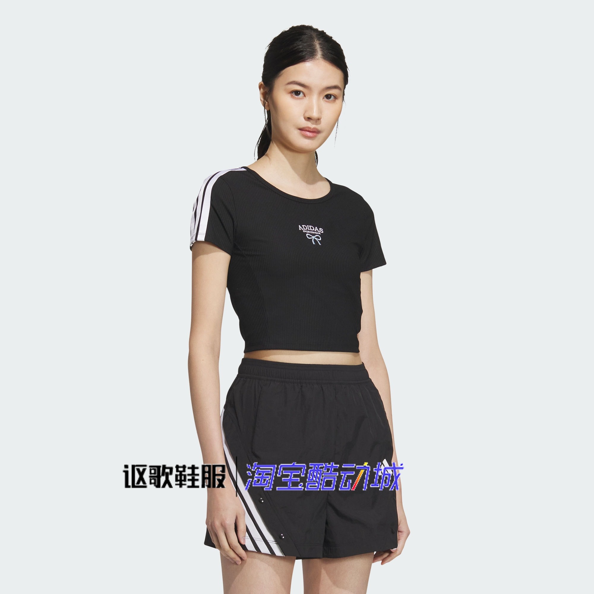 阿迪达斯女子新款蝴蝶结印花圆领防晒凉感柔软修身短袖T恤KE5791,运动服/休闲服装,运动T恤,淘宝优惠券,粉丝福利购,淘宝优惠卷