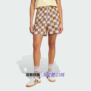 阿迪达斯三叶草夏季 印花时尚 百搭宽松运动休闲短裤 JC6172 女子新款