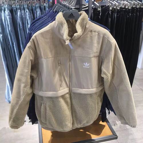 Adidas羊羔绒保暖立领休闲夹克