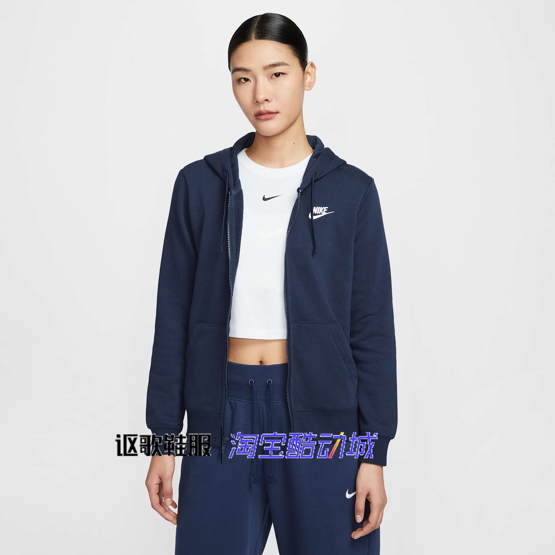 耐克女子新款刺绣针织透气薄绒舒适连帽运动夹克外套DQ5472-451