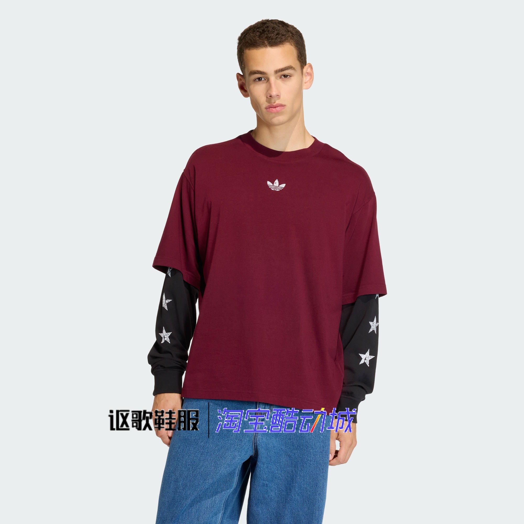 阿迪达斯男子新款假两件休闲纯棉针织透气圆领运动长袖T恤KF1869,运动服/休闲服装,运动T恤,淘宝优惠券,粉丝福利购,淘宝优惠卷