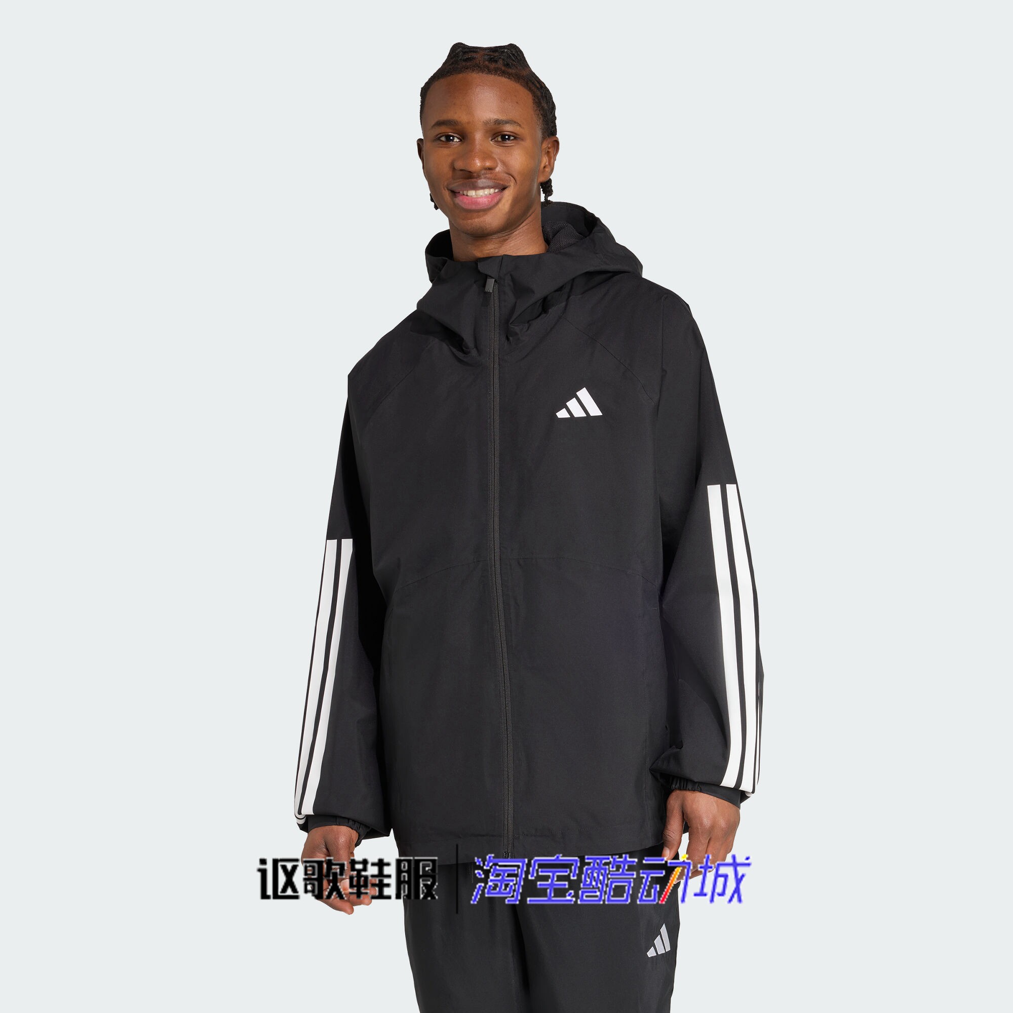 阿迪达斯男子新款宽松简约百搭防风拒水户外运动休闲冲锋衣JM1056
