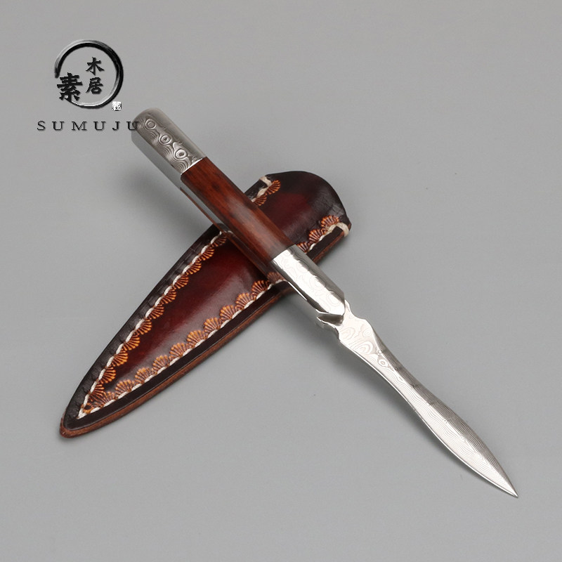 纯手工普洱茶刀黑檀蛇纹木大马士革茶针功夫茶具茶道零配开茶茶锥