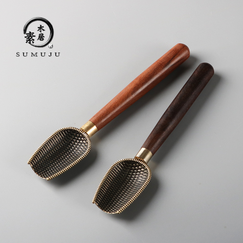 合金编织实木六君子配件茶匙