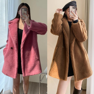 赵露思同款M家泰迪熊大衣女冬短款皮毛一体小个子羊羔毛皮草外套