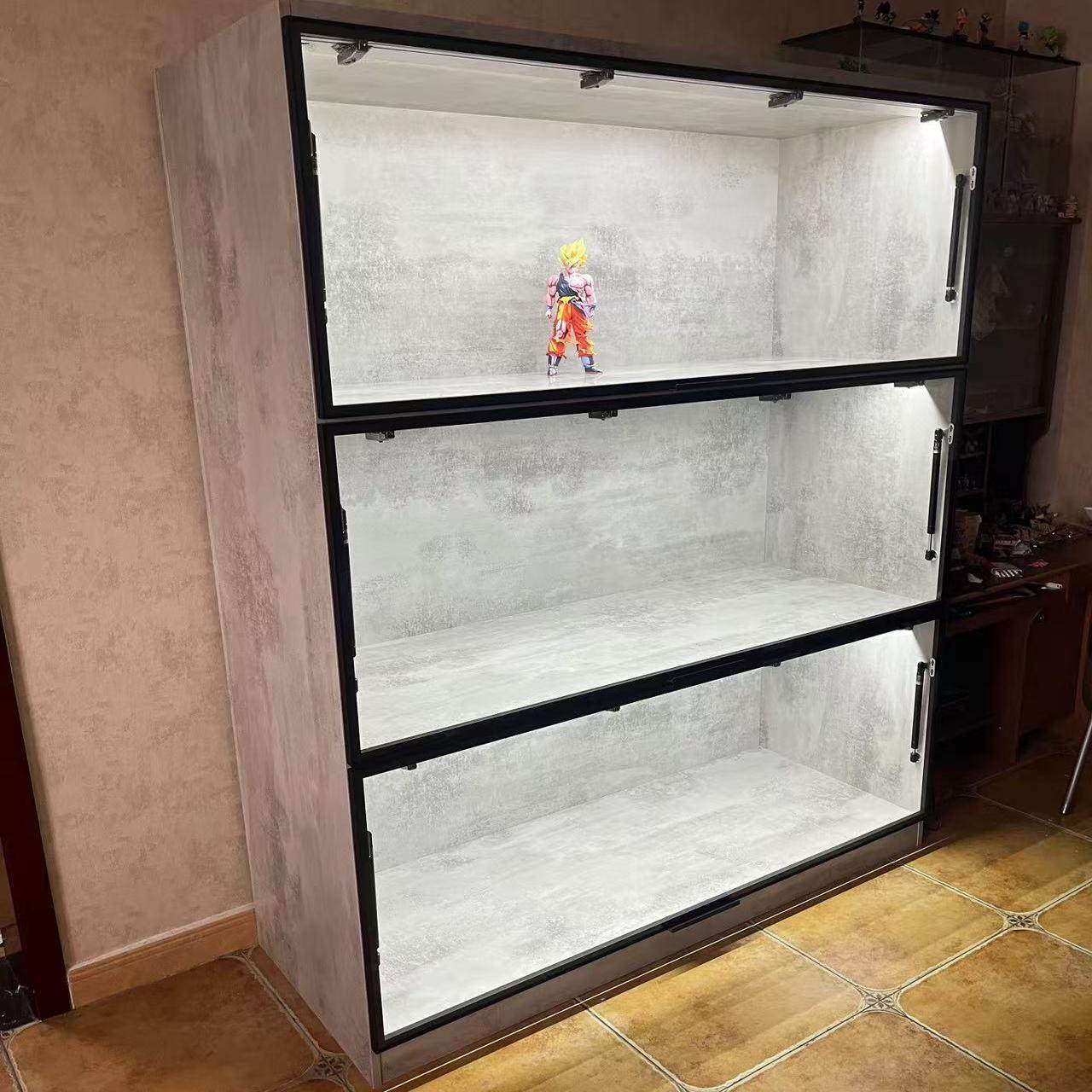 手办模型展示柜雕像玩具柜乐高积木收纳柜，上翻门家用实木柜定制图片
